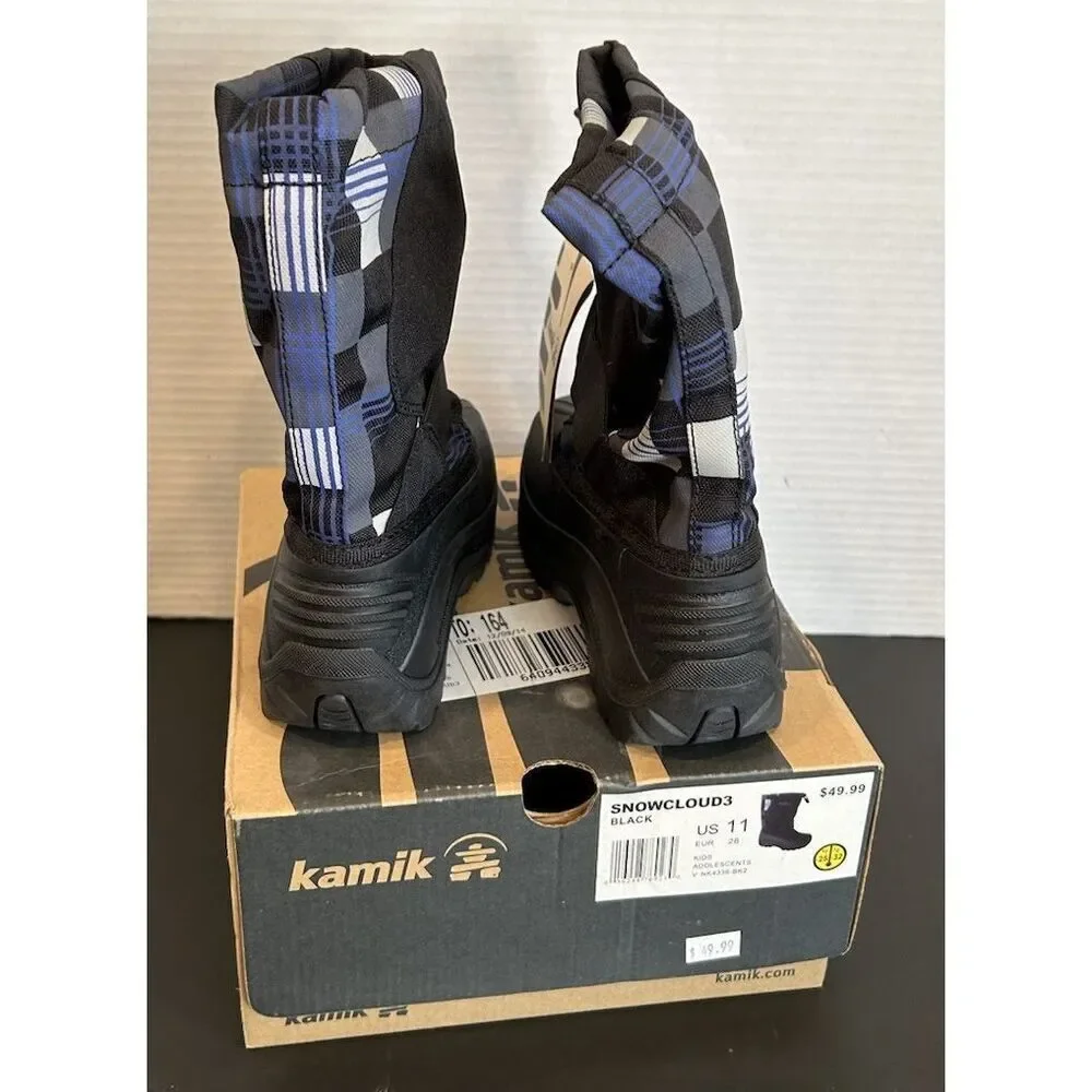 Kamik Snowcloud3 Kids Snow Boots US Size 11 Black Waterproof Insulated